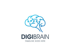 Creative Digital Brain Logo Design Template