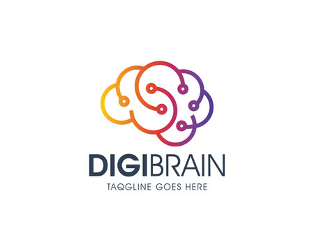 Creative Digital Brain Logo Design Template