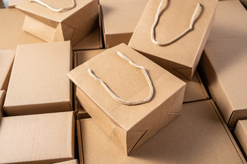 Full screen express box paper box and kraft paper shopping bag online shopping concept map