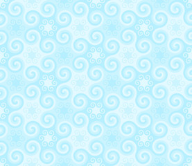 Mosaic from blue snowflakes. Wrapping paper. Seamless pattern