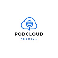 server cloud podcast logo vector icon illustration