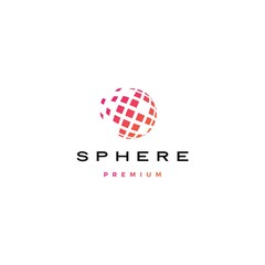 sphere digital globe square spread 3D logo vector icon illustration