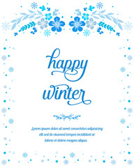 Various shape pattern blue leafy flower frame, for elegant card happy winter. Vector
