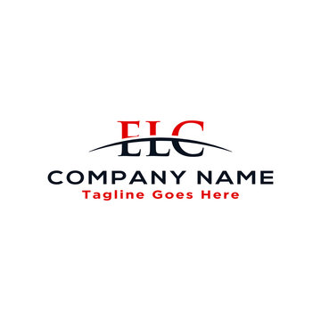 Initial letter ELC, overlapping movement swoosh horizon logo company design inspiration in red and dark blue color vector