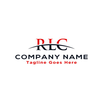 Initial letter RLC, overlapping movement swoosh horizon logo company design inspiration in red and dark blue color vector