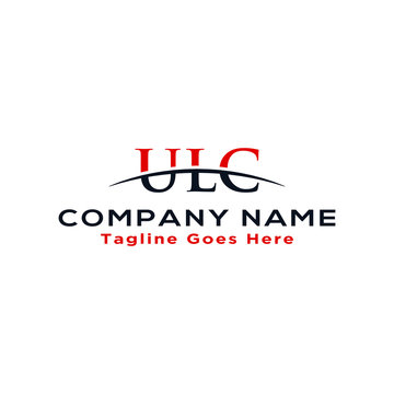 Initial letter ULC, overlapping movement swoosh horizon logo company design inspiration in red and dark blue color vector