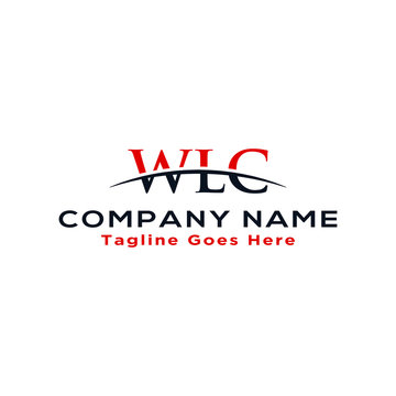 Initial letter WLC, overlapping movement swoosh horizon logo company design inspiration in red and dark blue color vector