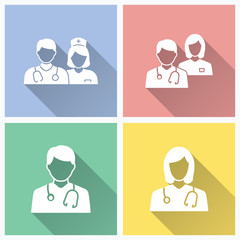 Doctor and Nurse icons set.   