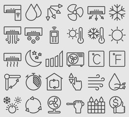 Line icons set for Air conditioner