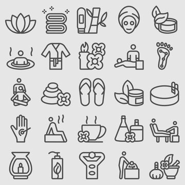 Line icons set for Spa health