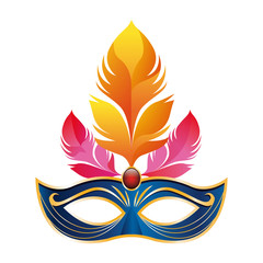 Obraz premium Carnival mask with feathers over white background