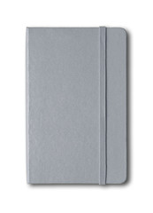 Grey closed notebook isolated on white