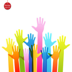 hands raising love with heart