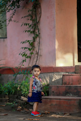 cute indian baby girl  playing in the park