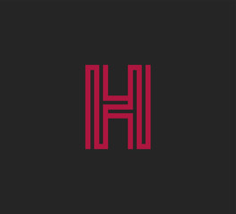 Initial red letter line shape logo black background H