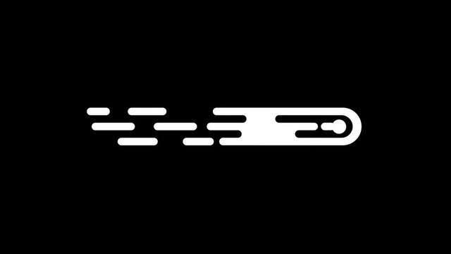Flying comet meteorite in space - simple animated looped icon with alpha channel.
