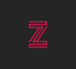 Initial red letter line shape logo black background Z