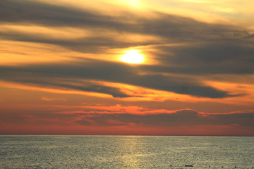 Fototapeta premium Sunrise on the Mediterranean Sea in Turkey