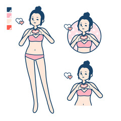 simple underwear woman_heart mark hand sign