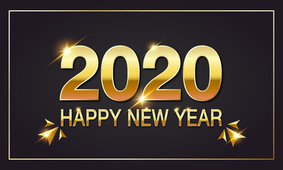 2020 Happy new year. Gold Numbers Design of greeting card. Gold Shining Pattern. Happy New Year Banner with 2020 Numbers on Bright Background. Vector illustration