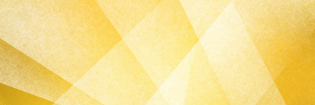Abstract modern background in yellow colors and contemporary triangle square and block shapes layered in random geometric art pattern with fine texture