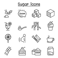 Sugar icon set in thin line style
