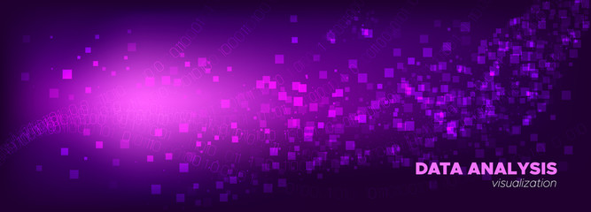 Digital Particles. Neon Big Data Concept. Light 