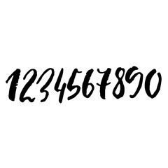 Set of grunge handdrawn numbers. Modern dry brush lettering. Vector illustration.