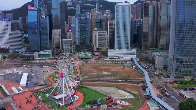 The Hong Kong Observation Wheel at the New Central Harborfront, Central District. Hong Kong on June 15 2019.
