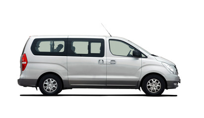 white minibus on white background