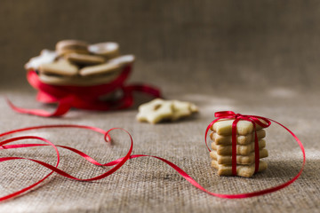 Star cookies with bright ribbon