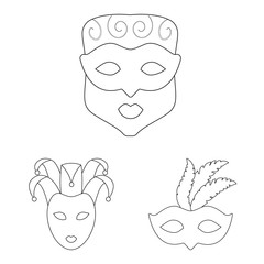 Vector design of masquerade and mystery icon. Set of masquerade and festival vector icon for stock.