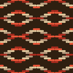 Fototapeta premium Ethnic boho seamless pattern. Lace. Embroidery on fabric. Patchwork texture. Weaving. Traditional ornament. Tribal pattern. Folk motif. Vector illustration for web design or print.