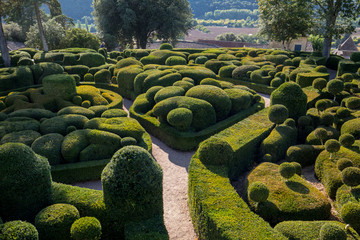 Dordogne, France - September 3, 2018:  Topiary in the gardens of the Jardins de Marqueyssac in the...