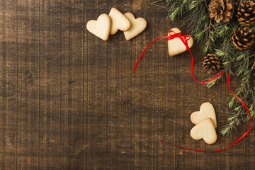 Heart cookies with green branches