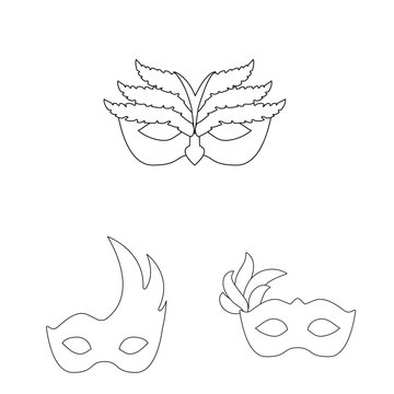 Vector design of masquerade and mystery icon. Set of masquerade and festival stock vector illustration.