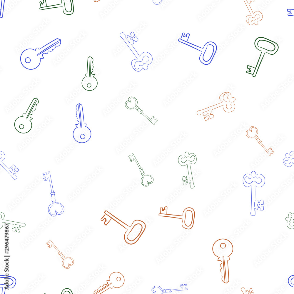 Poster seamless vector pattern with keys. texture for textile, wallpaper and backdrop
