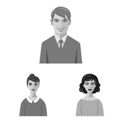 Isolated object of face and person symbol. Collection of face and portrait stock vector illustration.