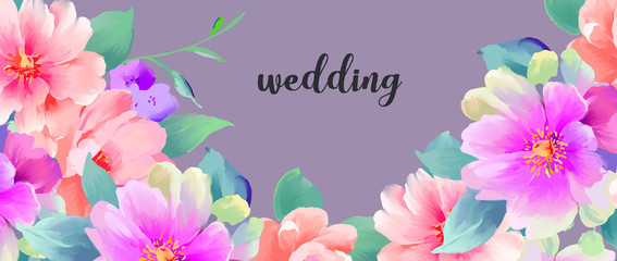 Elegant beautiful watercolor hand painted rose flower