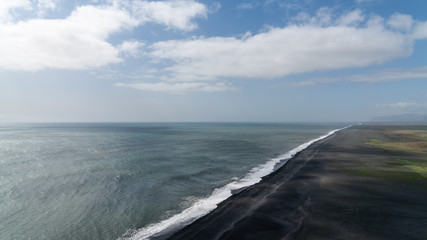 Volcanic black sand beach located in Vik Iceland