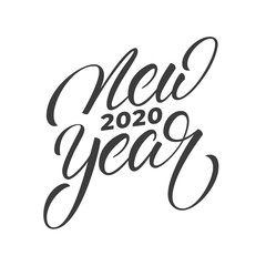 New Year 2020. Lettering calligraphy label for New Year celebration