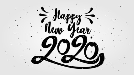 Happy Typographical 2020 New Year. Vector retro  Illustration With Lettering Composition And Burst. Holiday vintage festive label