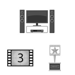 Isolated object of cinematography and studio icon. Set of cinematography and filming stock vector illustration.