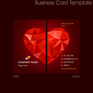 PrintRed Heart Business card template
