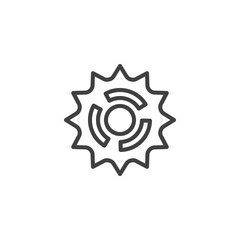 Cog gear line icon. Cogwheel linear style sign for mobile concept and web design. Gear wheel outline vector icon. Symbol, logo illustration. Vector graphics
