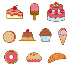 Set of dessert food vector illustration with cute design isolated on white background 