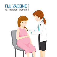 Female Doctor Injecting Flu Vaccine For Pregnant Woman