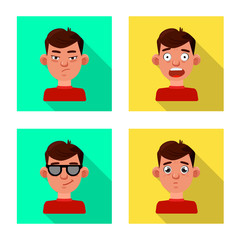 Isolated object of face and boy logo. Set of face and human vector icon for stock.