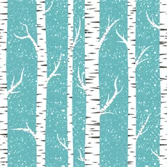 Plaid avec motif Bouleaux Fond transparent avec forêt de bouleaux et neige.
