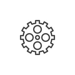 Cog gear line icon. Cogwheel linear style sign for mobile concept and web design. Gear wheel outline vector icon. Symbol, logo illustration. Vector graphics
